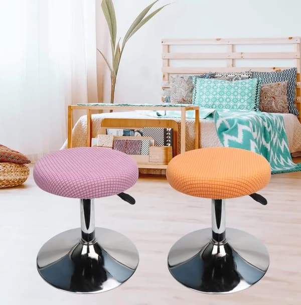 Rund pallöverdrag, 30-40 cm i diameter, elastiskt, tvättbart, lättskött, mjukt och hållbart (1 stycke, lila).