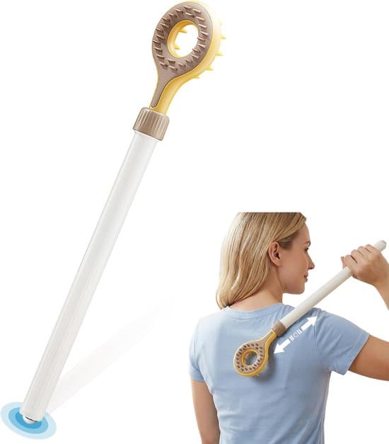 Infällbar massager med infällbar skaft och massagepärlor