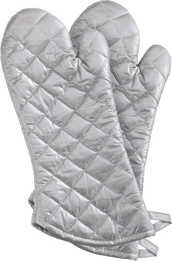 Värmetåliga handskar, extra skydd, maximal temperaturbeständighet 200°C, 2-pack (silver (vävt tyg/silikon), 40 cm (2-pack))