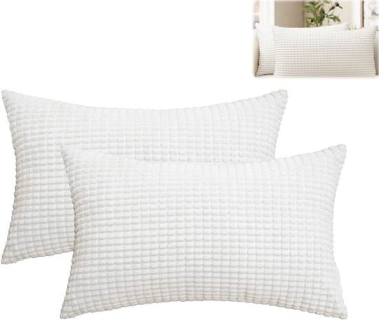 2-pack vita 30x50 cm manchester kornmönster rektangulära kuddfodral