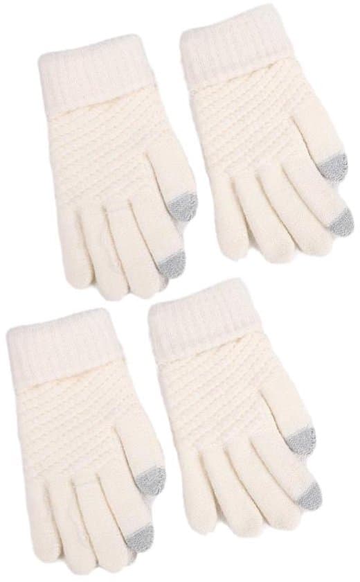 Efterårs- og vinterhandsker - 2 par - 20*4,5 cm - webhandsker - fortykkede handsker til voksne - tykke strikhandsker - bløde og elastiske - unisex handsker