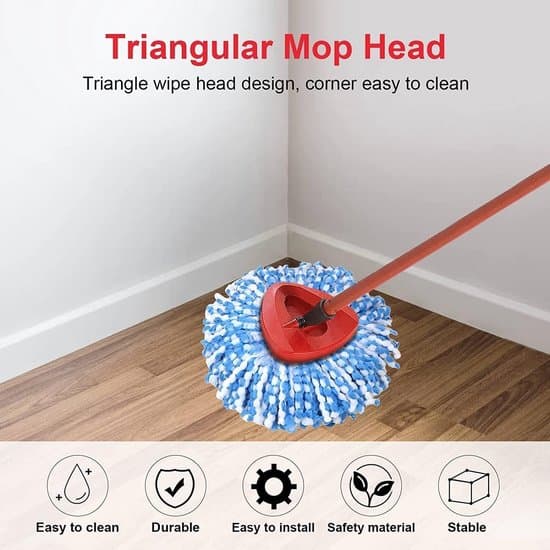 Ersättningsmopphuvud för Vileda/Cedar mikrofibermopp med dubbelspårssystem, plastbaslock och tillbehör för triangulär mopp