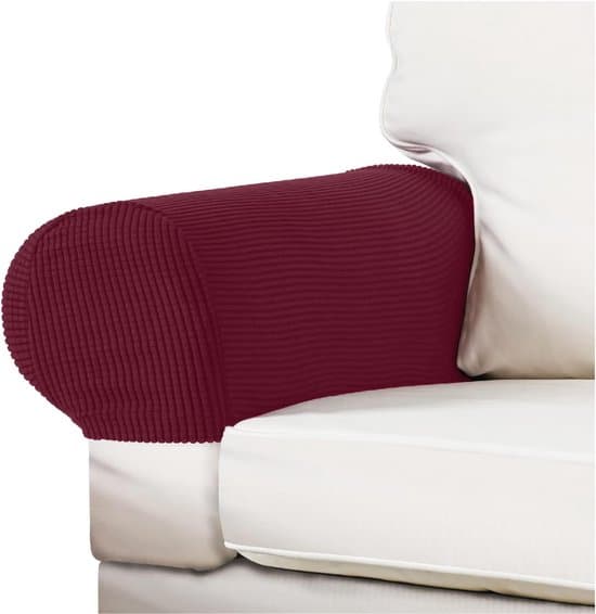 Röda 2-pack armstödsskydd i polyesterfiber, elastiska, halkfria och reptåliga