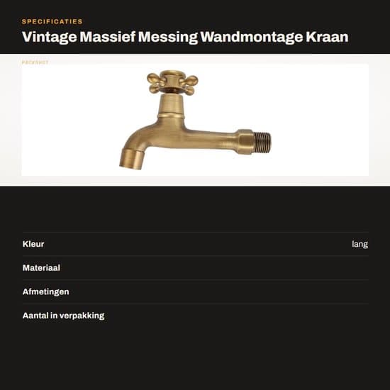 Retro väggmonterad kran i massiv mässing för diskhoar - G1/2, lång version - utomhuskran