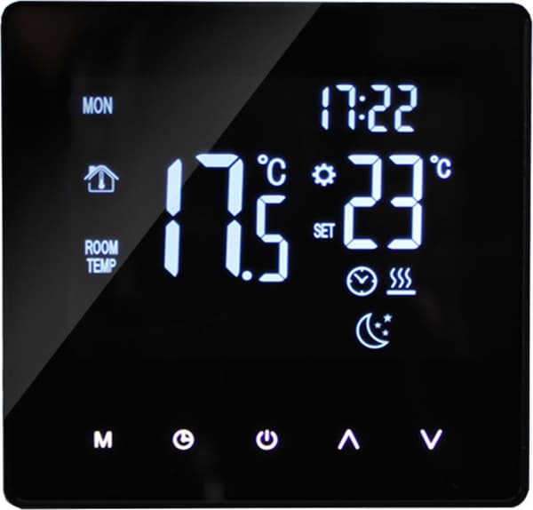 Programmerbar temperaturregulator för golvvärme, inomhustermometer, rumstermostat, svart