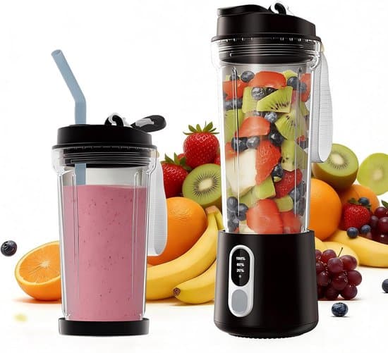 Sort ledningsfri bærbar blender med 4 knive og tilbehør