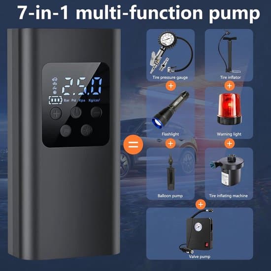 150PSI bärbar luftkompressor, 6000mAh däckpump