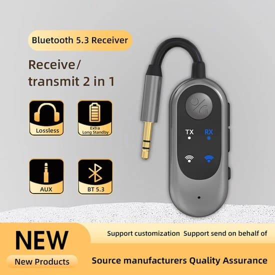 2-i-1 Bluetooth 5.3 Transceiver - Trådløs lydadapter - Grå