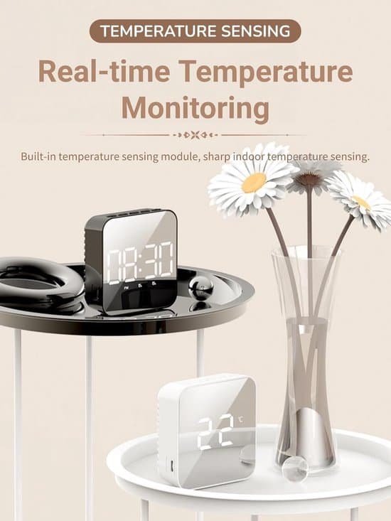 Liten digital väckarklocka för sovrum, multifunktionell väggklocka med 2 larminställningar, klocka datum temperatur