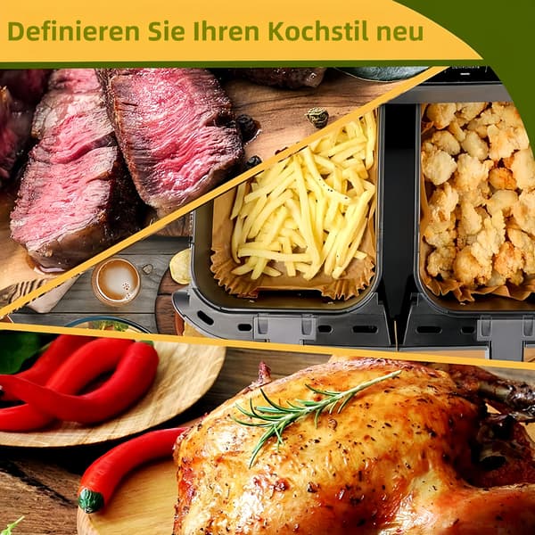 100-pack engångspappersfoder för airfryer, värmebeständiga bakplåtspapper för Ninja Dual-Zone