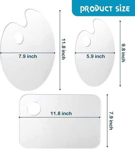 3-delad vit oval plast akrylfärgspalettset