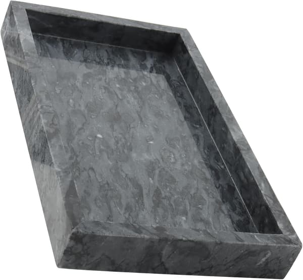 Rektangulär grå marmorbricka, 30 x 20 cm, dekorativ tvättställsbricka
