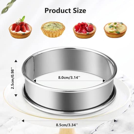 12-dele 8,5x2,5 cm rustfrit stål non-stick mousse kage ring sæt