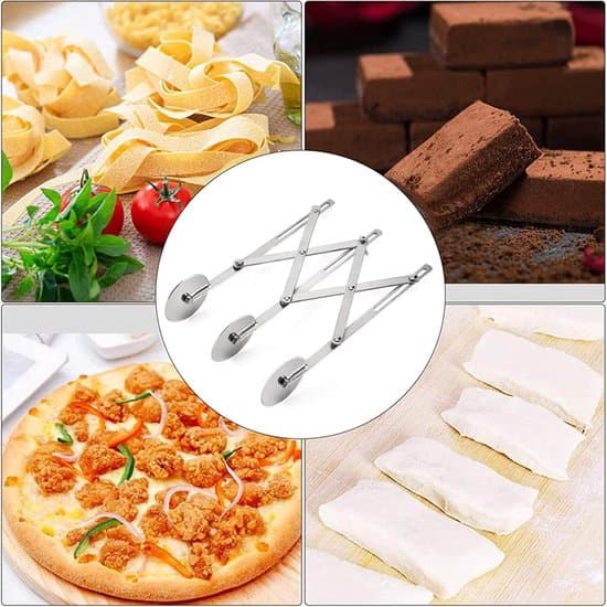 3-hjulet justerbar pizza- og dejkutter i rustfrit stål