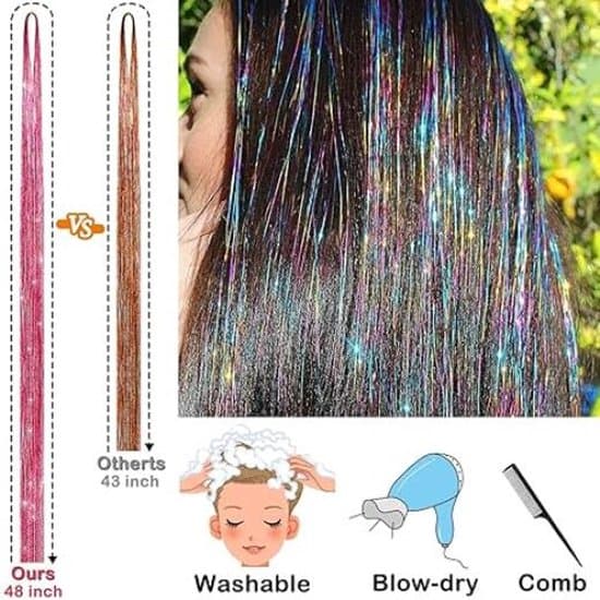 120 cm Glitter Hårförlängningskit - 16 Färger
