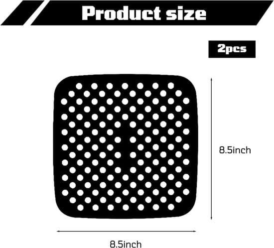 2-pack återanvändbara perforerade silikonformar för airfryer, non-stick