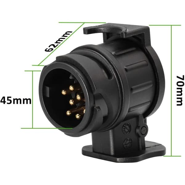 13-polet til 7-polet traileradapter – Vandtæt nylonhus – Stabil trailerforbindelse