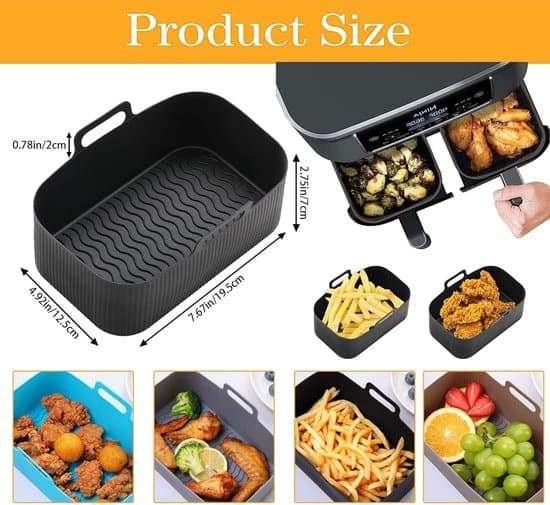 Silikoneindsatser til Ninja airfryer dobbeltkamre - Sort - 2-pak