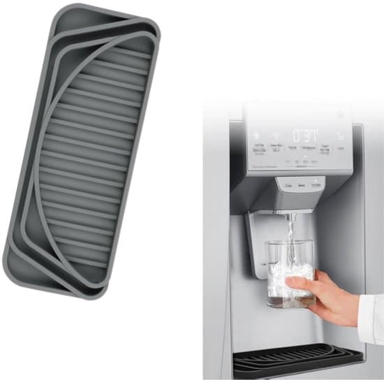Droppbricka för vattendispenser - Halkfri rektangulär silikonmatta - Klippbar droppbricka - För avlopp - Grå 20 cm