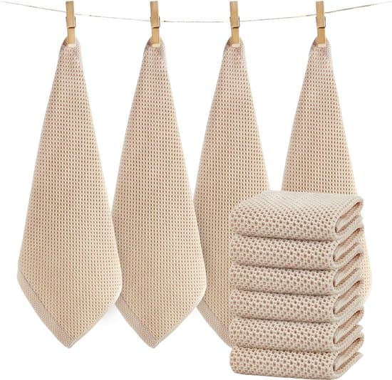 Beige kökshandduksset i bomull (6 handdukar)