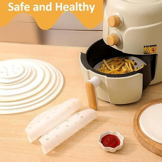 25 cm runde ublegede perforerede airfryer- og bagepapir, 100 ark