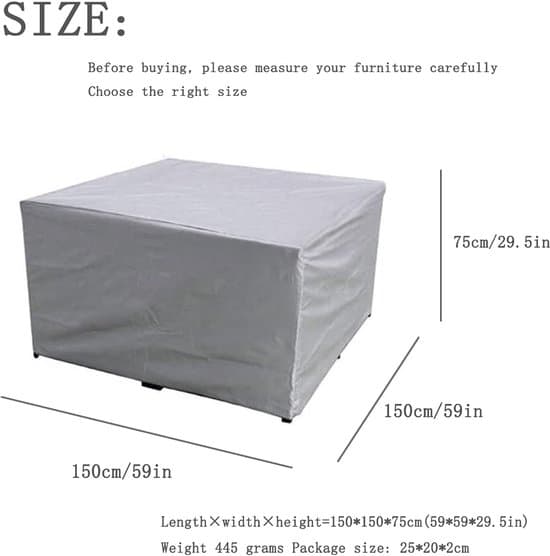 150x150x75 cm Gråt Vandtæt UV-resistent Havemøbelovertræk