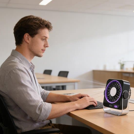 Bordventilator med køleelement, digital strømvisning, USB-luftkøler, lilla