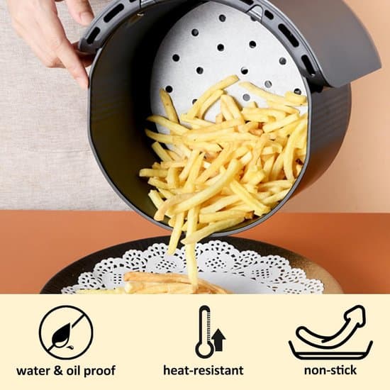 25 cm runde ublegede perforerede airfryer- og bagepapir, 100 ark