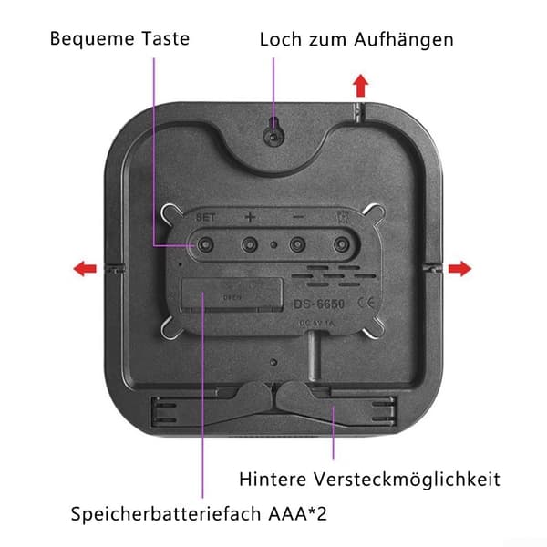 Multifunktionell LED-väggklocka, fjärrkontroll, timer, nedräkning, temperaturvisning, trefärgsdisplay