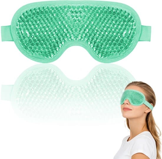 Kølende Gelperle PVC Ismaske til Søvn, Hovedpine, Migræne & Ødem (Grøn)