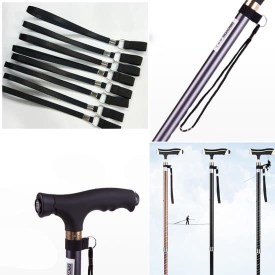 4-pack 25 cm svarta elastiska ersättningsremmar för käppar med halkfria ringar