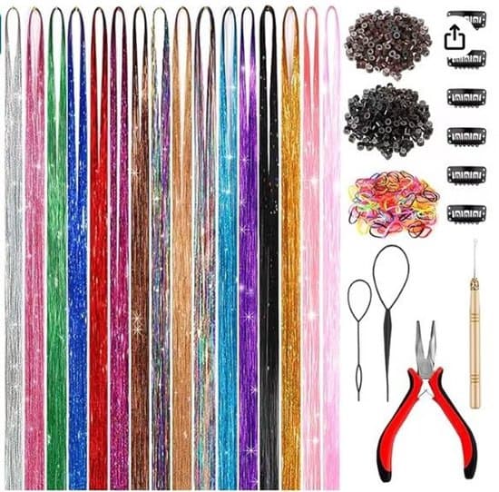 120 cm Glitter Hårförlängningskit - 16 Färger