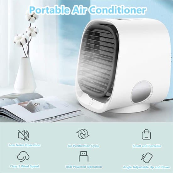 Mini Airconditioner, fordampningskøler, 300 ml, USB