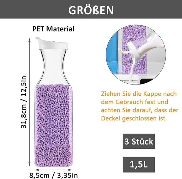 Vaskemiddeldispenser, 1,5L dispenser til skyllemiddel, 3-pak til vaskemiddel og skyllemiddel