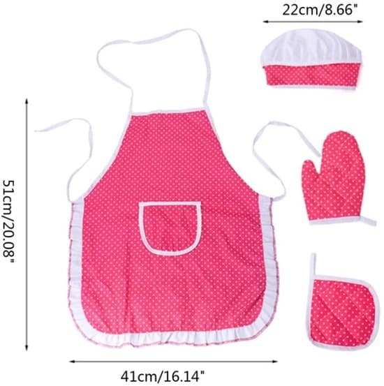 Børneforklæde - Køkkenforklæde - Kokkesæt - Pink - 47cm x 38cm