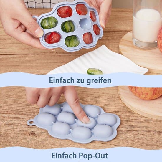 Matförvaringsbehållare för bebisar - Silikonisbitsform - 3-pack