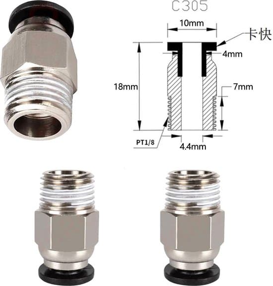 10 PC4-M10 pneumatiske lynkoblinger til 3D-printere.