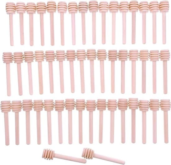 50-pack 8 cm honungsdippare/skedset i trä