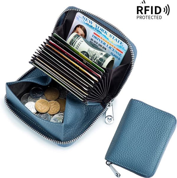 RFID-plånbok - Kort och mynt - Blå