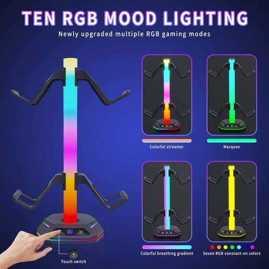 Tilbehørsopbevaringsstativ - Flere RGB-lystilstande - Skridsikkert design - Spilcontrollerstativ til Xbox - PS5 - PS4 - Nintendo Switch