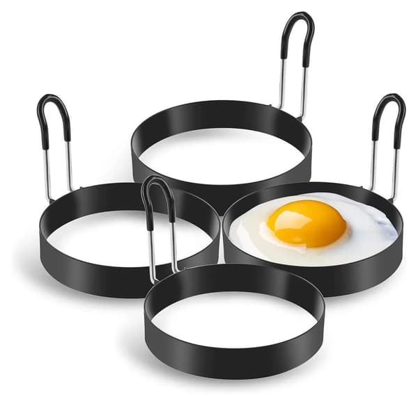 Omeletringe, 4-delt sæt af rustfri stål omeletringe, æg- og omeletforme - 9cm