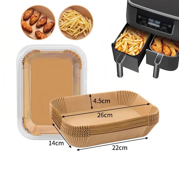 100-pack engångspappersfoder för airfryer, värmebeständiga bakplåtspapper för Ninja Dual-Zone