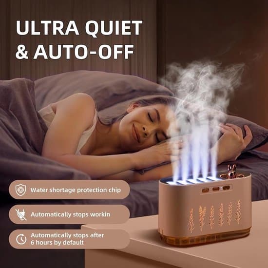 Stemme-styret luftfugter, lydløs soveværelse aroma diffuser med sprøjte