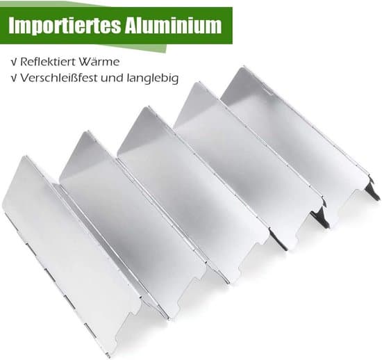 10-plåts vikbart vindskydd i aluminium för gasspis / campingkökskydd