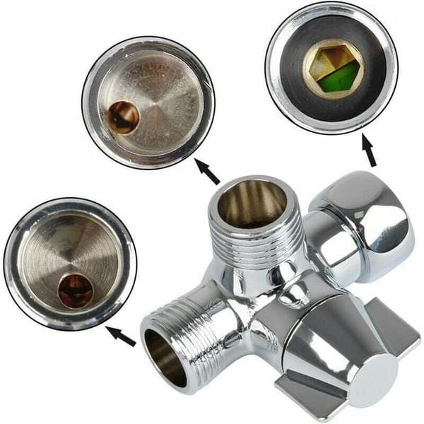 Trevejs manifold - Bruseventilafbryder - Massiv messing - Poleret forkromet