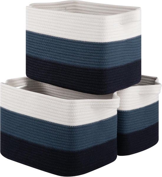 Förvaringskorgar för att organisera föremål, rektangulära, 3-pack, gradientblå