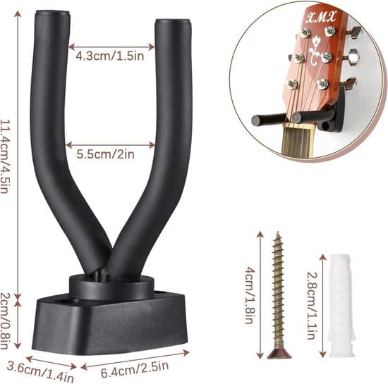 Stativ för gitarr och elgitarr - väggmonterad hållare med krokar för elbas ukulele fiol (1 styck)