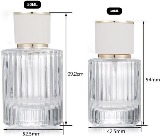 2-pack - Parfymflaskor - Parfymsprayer - 50ml/30ml - Påfyllningsbara - Klara - Glas - Lämpliga för resor, utflykter och handväskor