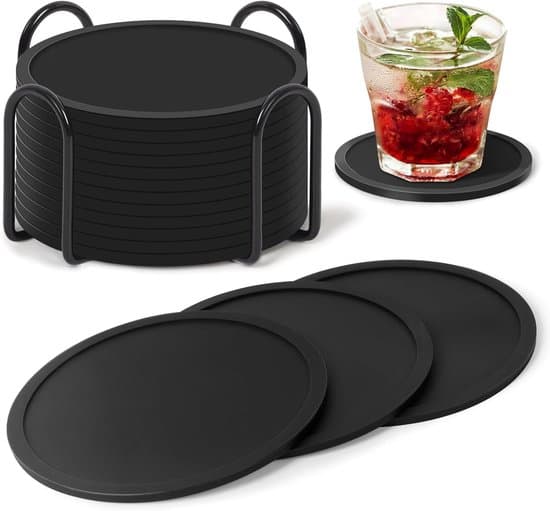 12-pak 10 cm sorte silikoneunderlag - med holder
