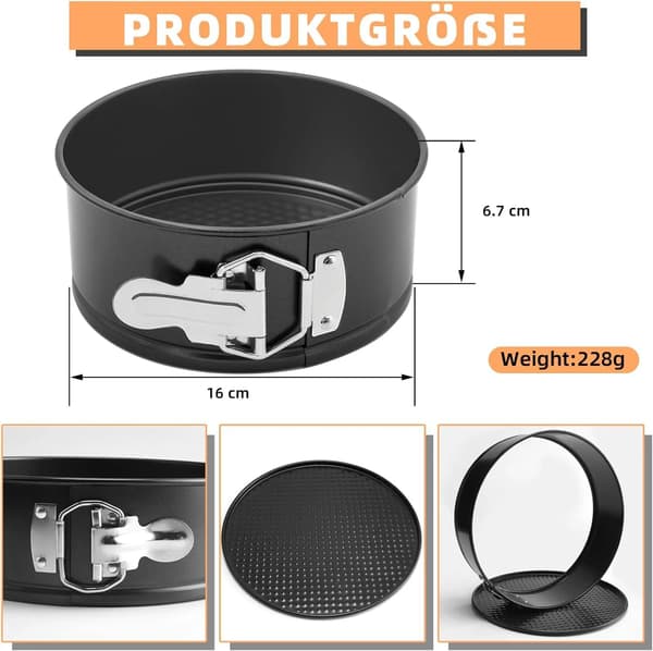 Rund springform, 16 cm kakform, rund platt bakform, springform, kakbakform